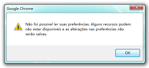 solução não foi possível ler as suas preferências