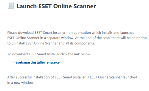 como usar eset online scan