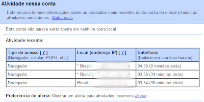 Detalhes da conta saber-alguem-entrou-meu-gmail
