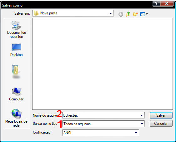 colocar senha na pasta sem usar programa