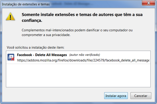 extensão apagar todas mensagens facebook