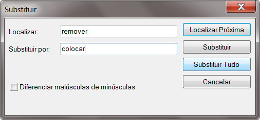 trocar palavras simultaneamente bloco de notas