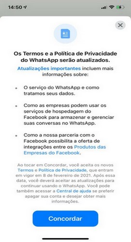 nova política de privacidade do whatsapp 2021