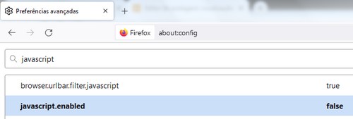 desativar javascript firefox